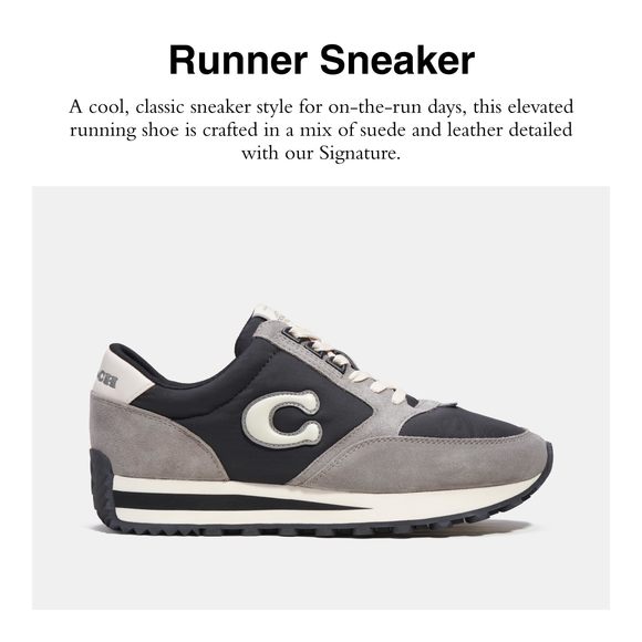 NEW COACH MEN'S RUNNER SNEAKERS, BLACK/HEATHER GREY, 10.5 - Picture 3 of 6